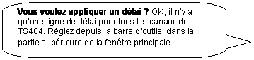 Rectangle � coins arrondis: Vous voulez appliquer un d�lai ? OK, il n�y a qu�une ligne de d�lai pour tous les canaux du TS404. R�glez depuis la barre d�outils, dans la partie sup�rieure de la fen�tre principale.